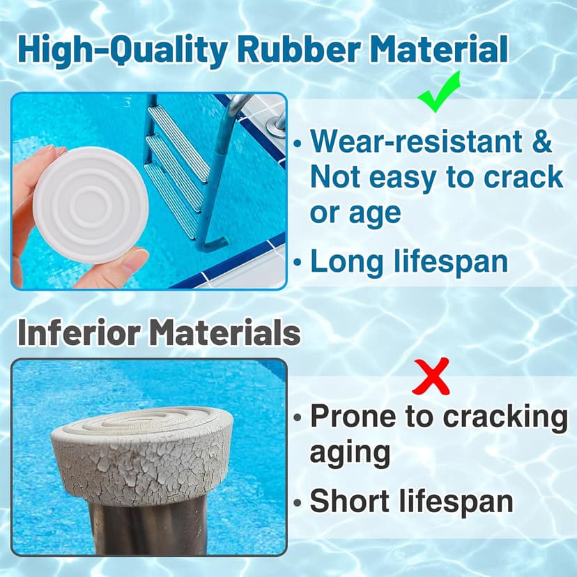 Pool Ladder Bumpers for Inground Pool - 4Packs Inside Plug Caps fit 1.9" Standard Steps Tubing, Rubber Foot Cover Protect Swimming Pool Liner