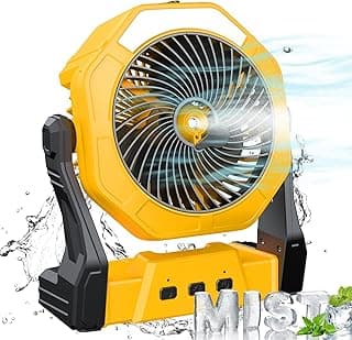 Ausic Portable Misting fan, 8-Inch Cooling Mist Fans, 10000mAh USB Rechargeable Battery Powered Fan with Mister, 250mL Water Tank & LED Lantern, for Home Desk, Bedroom, Office, Outdoor&Indoor Use