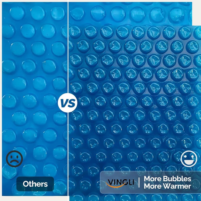 VINGLI 12Mil Solar Pool Cover 16x32FT Rectangle Solar Blanket for Inground Pool and Above-Ground Swimming Pool, Blue (16' x 32')