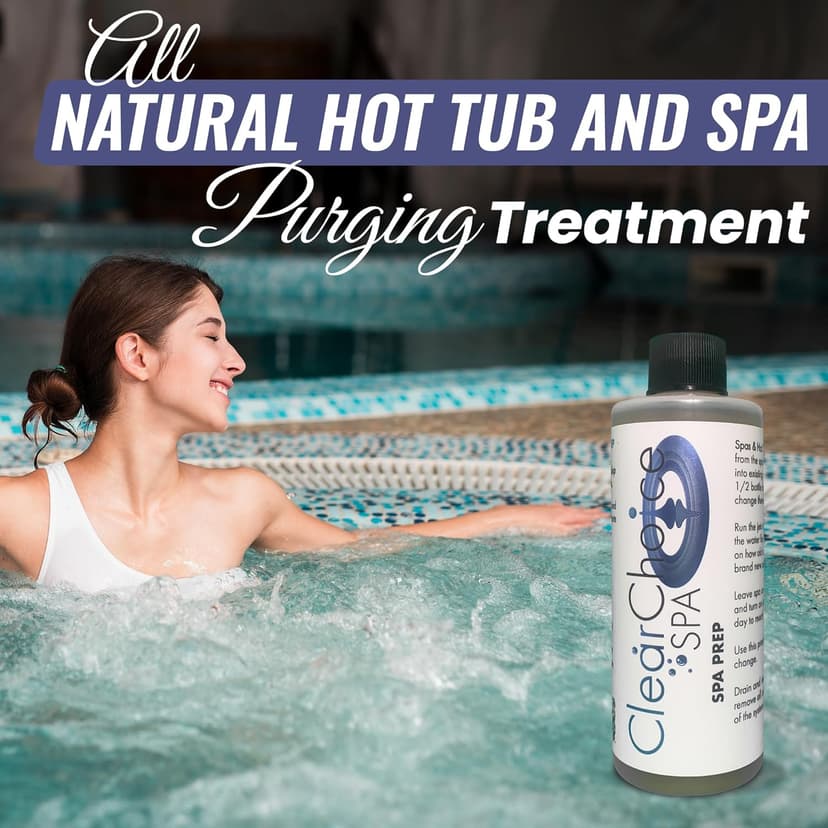 Clear Choice Spa Prep - Natural Non-Toxic Enzyme-Based Hot Tub & Spa Purging Agent - Removes Chemicals, Film Buildup, Metal & Mineral Buildup - Safe, Eco-Friendly Hot Tub Cleaner, 4 oz - 100% Natural