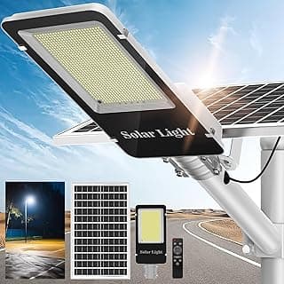 6000W Solar Street Lights Outdoor - 6500K Solar Lights Outdoor Waterproof Dusk to Dawn, High Brightness Street Lights Solar Powered with Remote Control for Yard, Parking lot and Garage