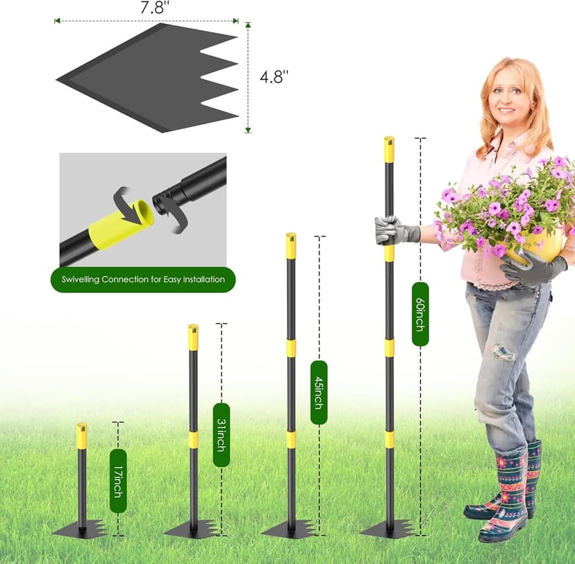 Hoe Garden Tool Long Handle Weeding Garden Hoe 2 in 1 Adjustable Length 60 inch Yard Tool for Planting