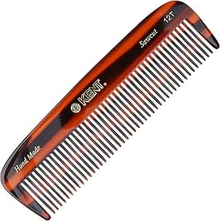 KENT 12T Wide Tooth Detangling Comb - 5.5" Handmade Pocket Comb for Thick, Curly, and Wavy Hair, Large Tooth Grooming Comb for Hair, Beard, and Mustache - Saw-Cut and Hand Polished