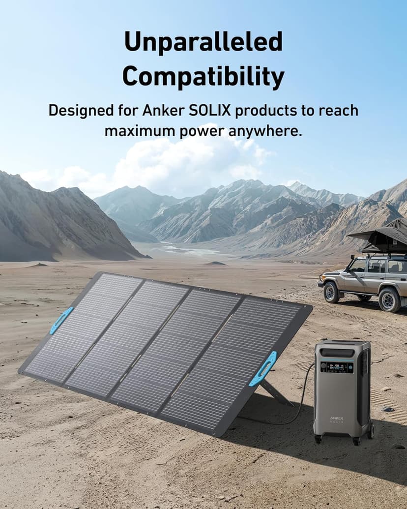 Anker SOLIX PS400 Solar Panel with Adjustable Kickstand, 400W Foldable Portable Solar Charger, IP67 Waterproof, Smart Sunlight Alignment, for Camping, RVs, and Blackouts