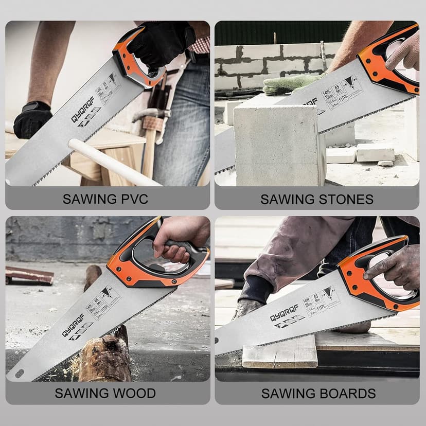14 Inch Hand Saw, Heavy Duty Wood Saw with Ergonomical Handle Rust-proof Handsaw for Sawing Pruning Gardening Wood Plastic and Drywall (orange)