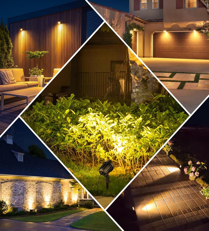 MEIKEE 7W Low Voltage LED Landscape Lights 800LM 12V Outdoor Landscape Lighting 2700K Warm White IP66 Waterproof Garden Pathway Lights Yard Lawn Spotlights with Connectors (4 Pack)