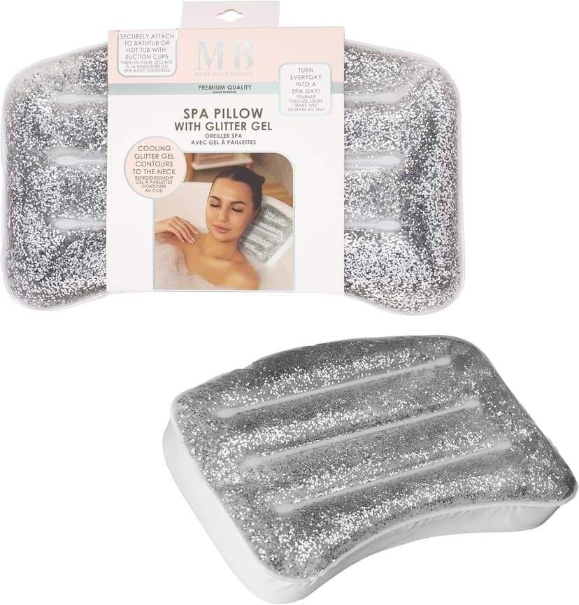 Spa Pillow with Glitter Gel - 1pc Cooling Spa Pillow for Bathtub and Hot Tub Relaxation | Luxury Bath Products & Spa Accessories for Women