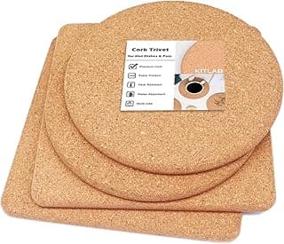 Cork Trivet, High Density Fine Particle Thick Cork Trivets for Hot Dishes, 8 Inch Heat Resistant Cork Coaster, Cork Placemats Cork Hot Pads for Hot Pots and Pans, 4 Pcs