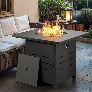 Vongrasig 30" Gas Fire Pit, 50,000 BTU Steel Propane Fire Pit Table for Outdoor Outside, Outside Patio Deck and Garden, CSA Certified Fire Table with Lid and Lava Rock
