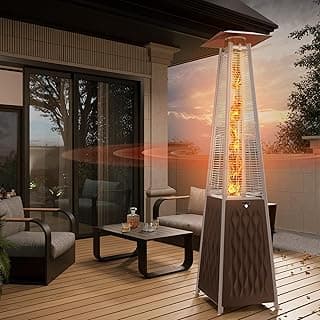 EAST OAK Pyramid Patio Heater, 48,000 BTU Outdoor Patio Heater, Quartz Glass Tube Propane Heater for Commercial & Residential, Triple Protection System, With Wheels, 2024 Upgrade, Bronze