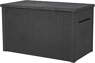 Keter Java XXL 230 Gallon Resin Large Outdoor Storage Box for Patio Storage Box, Outdoor Cushions, Garden Tools and Pool Floats, Dark Grey