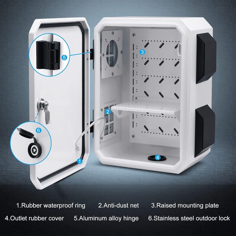 Outdoor Electrical Box, Cold-Rolled Steel Plate, Aluminum Alloy Back Beam, One-Piece Ventilation Design, IP65 Waterproof, Wall/Pole Mounted (15.7" x 11.8" x 7.9")