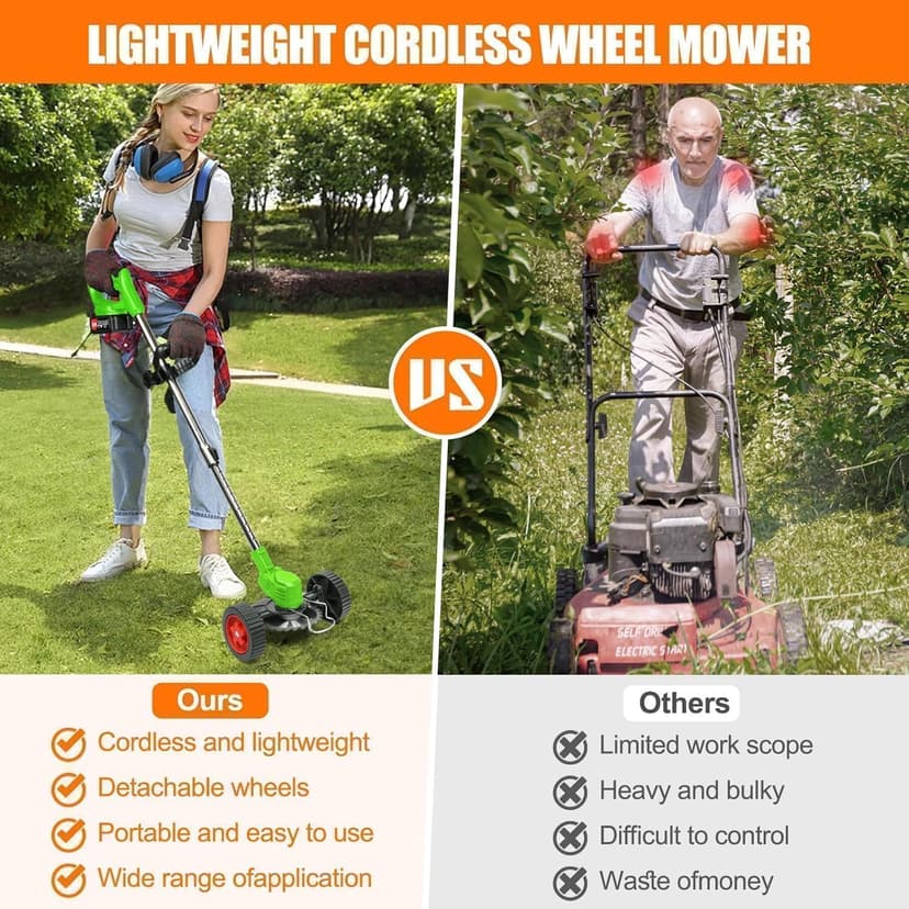 Cordless Weed Wacker Electric Weed Wacker Battery Powered with 21V 4.0Ah Battery Operated Grass Trimmer 3 in 1 Weed Trimmer Lawn Edger Brush Cutter for Lawn Garden Pruning Trimming