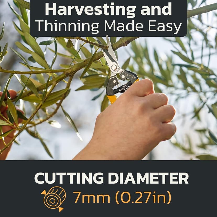 Alpen Rigi 300 Garden Snips – Japanese Stainless Steel Blades, Ultra-Sharp, Rust-Resistant, Precision Cutting for Herbs, Flowers, and Harvesting, Comfortable & Durable