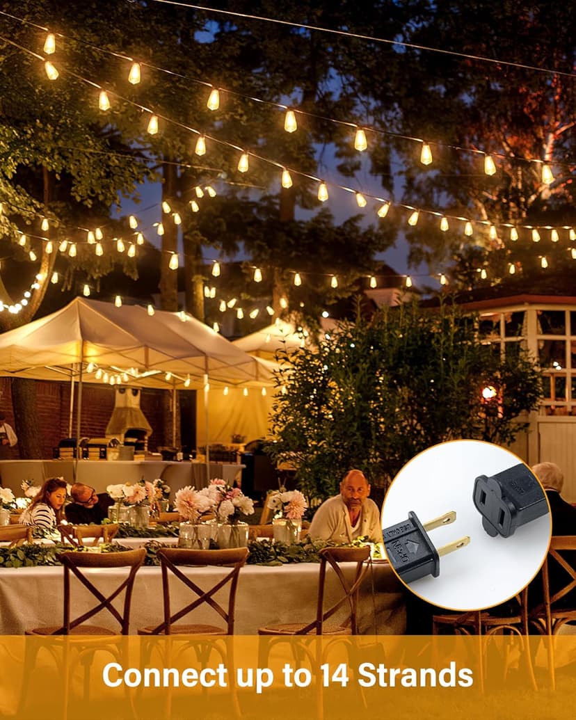 Doukegde 100FT LED Outdoor String Lights, 2700K LED Patio Lights Outdoor Waterproof with 50+2 Shatterproof Vintage Bulbs, Plug in Hanging Light for Porch, Backyard, Garden, Gazebo [Non-Solar]