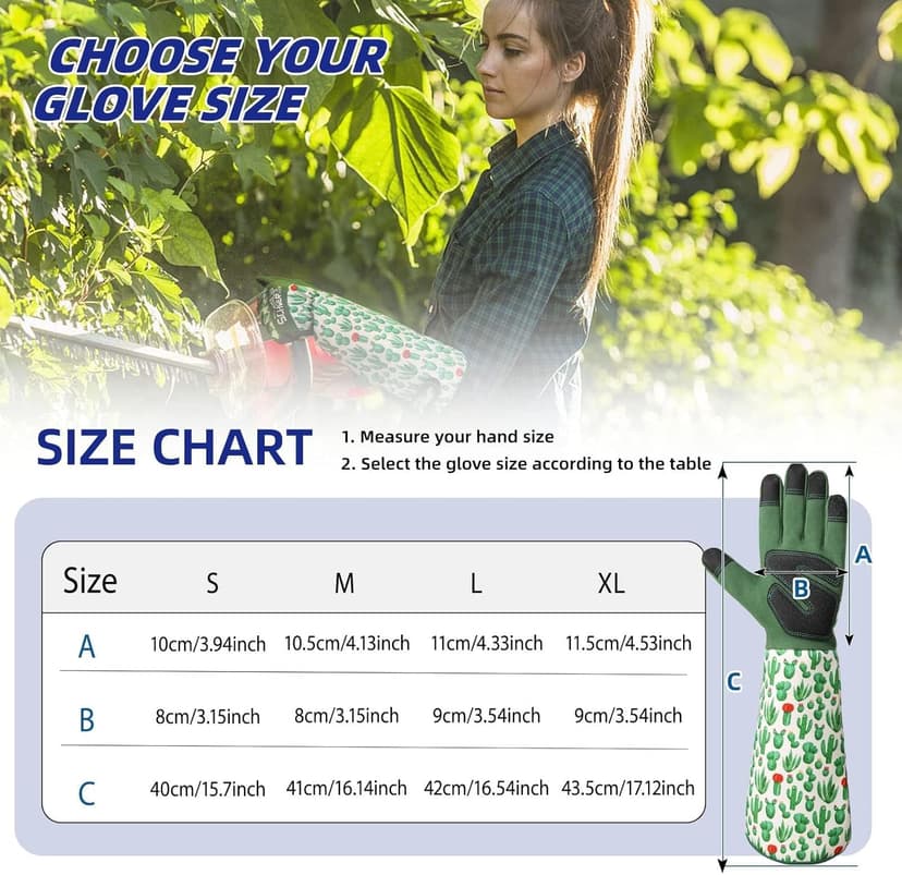 Schwer Gardening Gloves for Women, Rose Pruning Gloves with Forearm Protection, Breathable and Comfortable Thorn Proof Garden Glove with Touch Screen for Yard & Outdoor Work (Medium 1 Pair)
