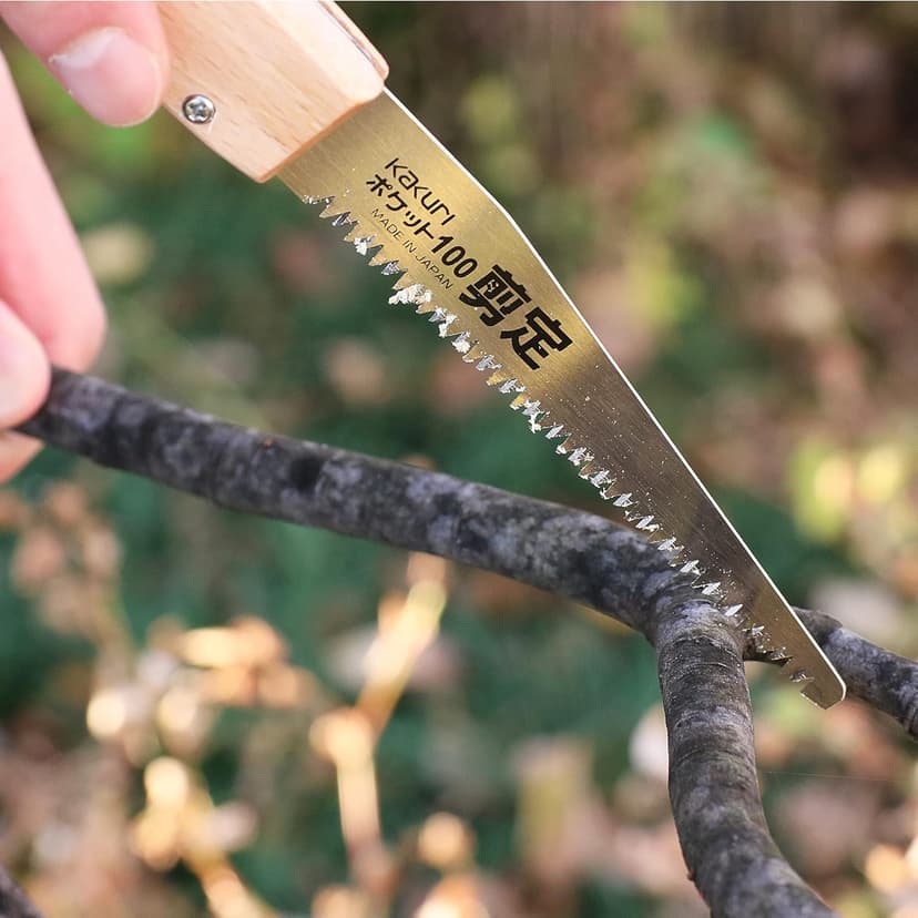 KAKURI Pruning Saw Folding 4" for Garden, Camp, Bushcraft, Japanese Pull Saw Razor Sharp Japanese Steel Blade, Mini Pocket Hand Saw for Tree Branch Cutting, Foldable Wood Handle, Made in JAPAN