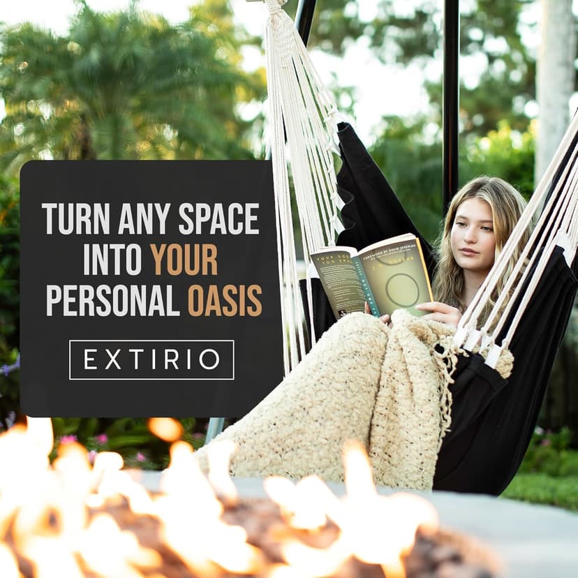 Indoor Hammock Chair Swing - Hanging Hammock Swing Chair - Indoor/Outdoor - Hanging Chairs for Bedroom, Patio, Porch, Swinging Chair Hammock for Adults - Built-In Footrest - Spacious Full Body Support