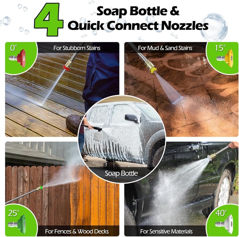 Electric Pressure Washer, 5000 PSI 3.2 GPM Power Washer with Foam Cannon, High Pressure Cleaning Machine with 35 FT Power Cord and 20 FT Hose, Hose Reel, 4 Connect Nozzles for Car/Patio/Fence
