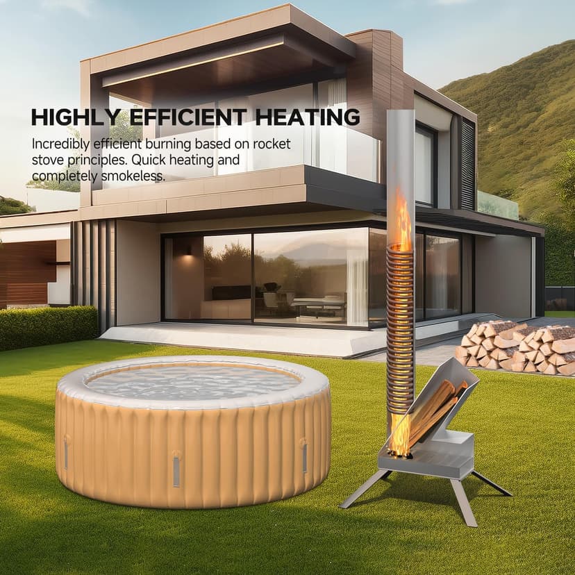 Outdoor Wood Burning Heater for Hot Tub, Portable Wood Fired Hot Tub Heaters,Titanium Coil Heat Exchanger Heating for Spas, Small Swiming Pools Wood Burning Stove