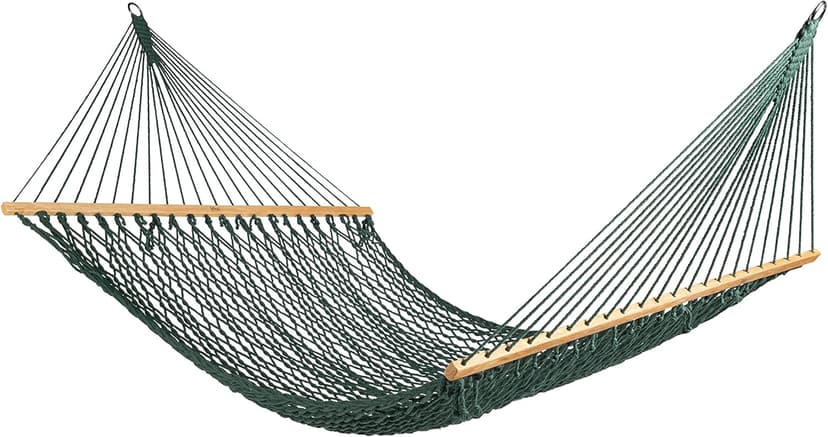 Bliss Hammocks BH-410GR 60in Wide Cotton Rope, Indoor Outdoor Poolside Patio Backyard Hammock, Includes Chains & Hooks, Eco Friendly Polyester, Hardwood Spreader, 450 Pound Capacity, Green