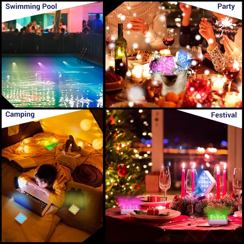 LOFTEK Submersible LED Lights with Remote, 13 LED Pool Lights for Inground Above Ground Pool with Magnets &Suction Cups,16 Color Changing Underwater Light for Ponds Battery Operated, 1 Pack