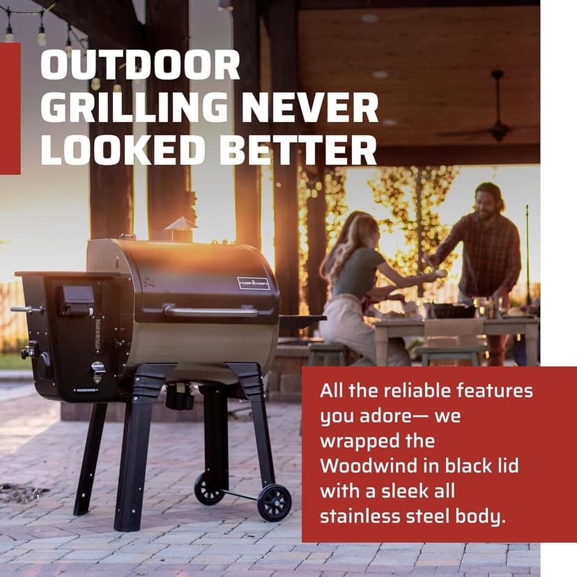 Camp Chef Woodwind 24 Pellet Grill - Stainless Steel Barbecue Grill with WiFi Connectivity - Compatible with Sidekick Barbecue Accessories - 811 sq in Total Rack Area