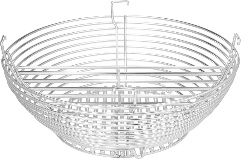 Kamado Joe KJ23RHC Classic Joe II 18-inch Charcoal Grill with Cart and Side Shelves, Blaze Red + Kamado Joe KJ-MCC23 Charcoal Basket Grill Accessory for Classic Joe, Stainless Steel