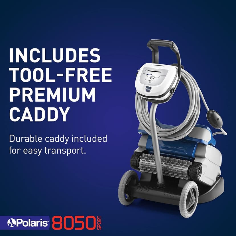 Polaris 8050 Sport Robotic Pool Cleaner, Automatic Vacuum for InGround Pools up to 40ft, Wall Climbing Vac w/ Strong Suction & Easy Access Transparent Lid