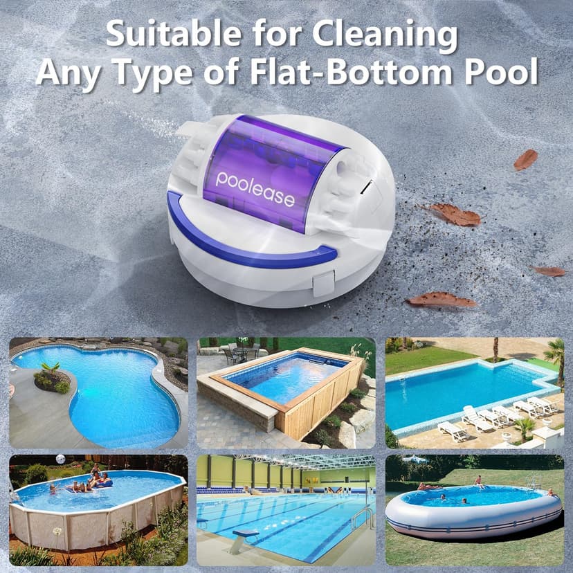 X1 Cordless Pool Cleaner Robot, Robotic Pool Vacuum for Above/In Ground Pool, 45W Dual-Motor, Self-Parking, Enhanced with 2L Debris Capacity (White and Purple)