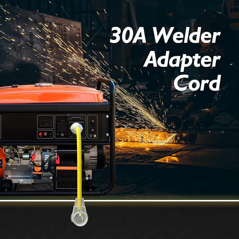 TOOLIOM 4 Prong 30 Amp Generator Adapter Cord to Welder, NEMA L14-30P to 6-50R Welder Plasma Cutter Plug, ETL Listed Generator Extension Cord, 125/250V 3750/7500W STW 10AWG/3C (12 Inch)