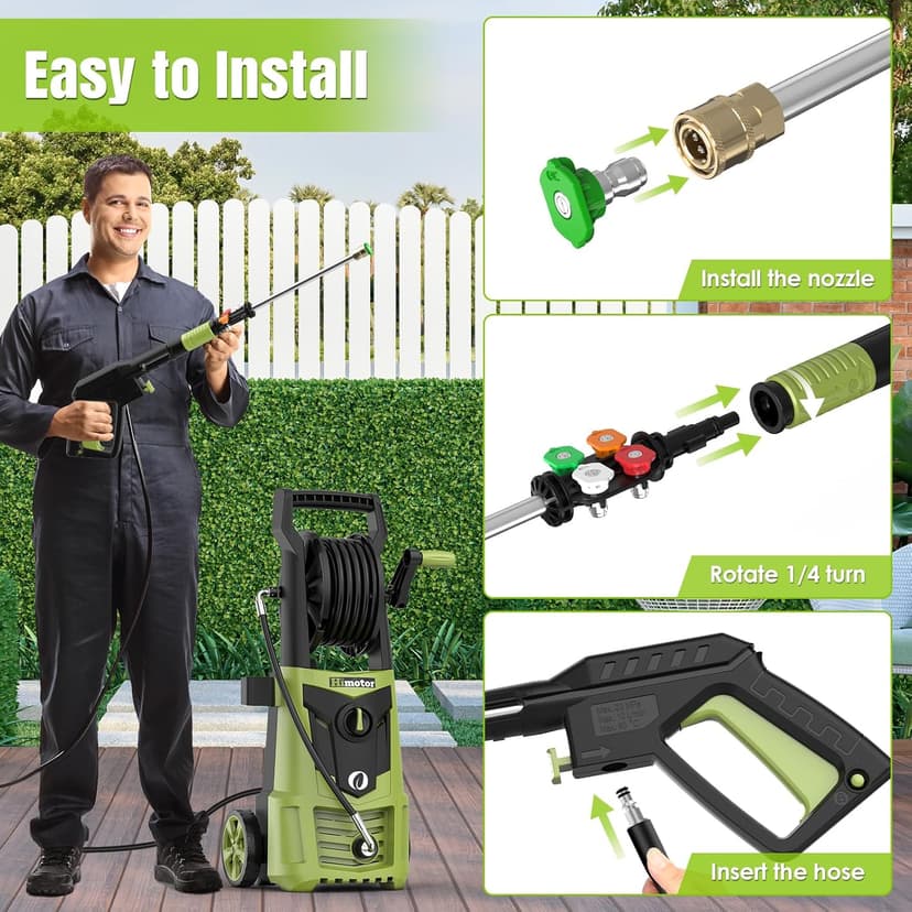 Pressure Washer, 4000PSI 2.8 GPM Power Washer with 35FT Power Cord and 26FT Hose, Electric Pressure Washer with 5 Nozzles & 500ml Foam Cannon, Cleaning for Cars, Home, Driveways, Yards, Pools