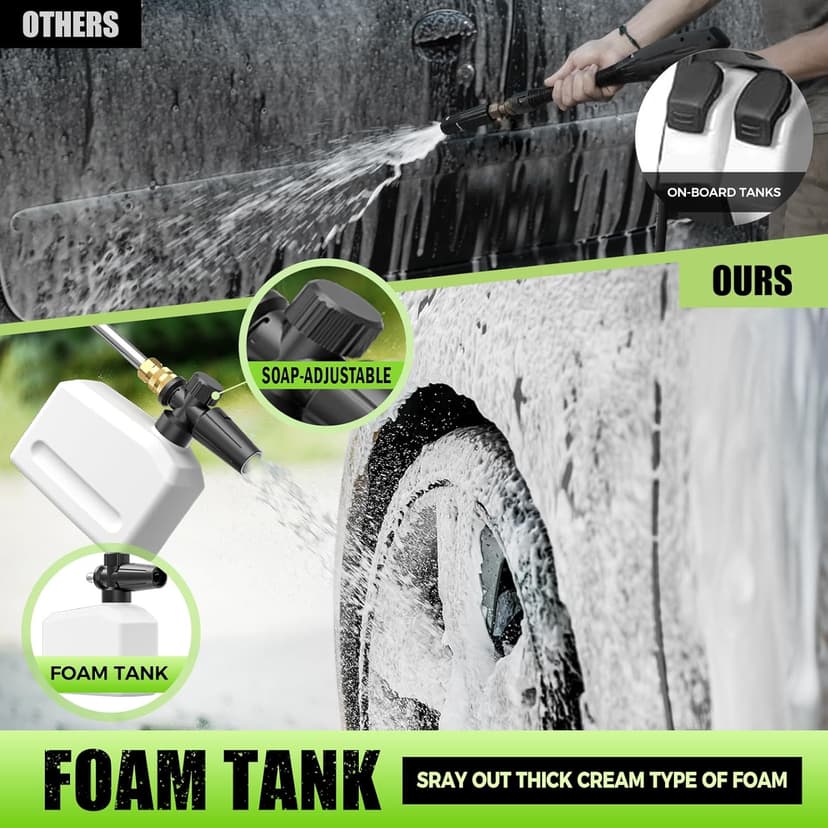 Electric Pressure Washer - GUIFIN Portable Power Washer with Soap-Adjustable Tank, Steel Spray Wand, 4 Pressure Tips, 6.6 FT Inlet & 23 FT Outlet Hose, 3800PSI & 2.4GPM, for Patio/Car/Driveway/Fence