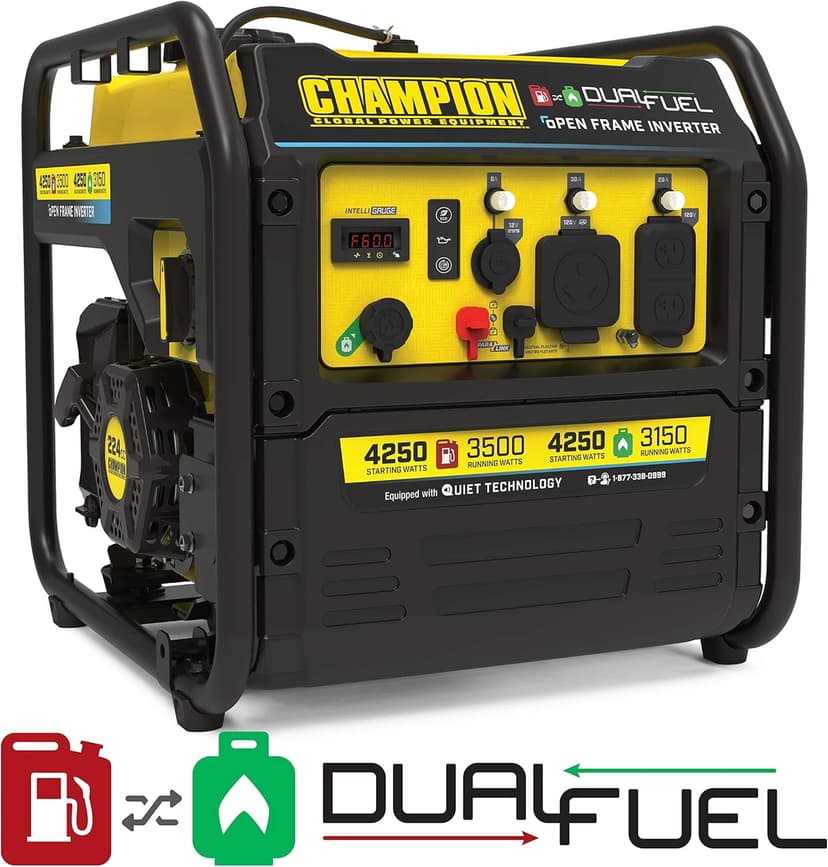 Champion Power Equipment 4250-Watt Dual Fuel RV Ready Portable Open Frame Inverter Generator with Quiet Technology