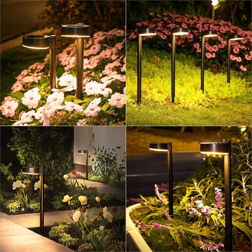 8 Pack Solar Pathway Lights - Modern Waterproof 12 LED Outdoor Solar Lights for Yard, Up to 12 Hrs