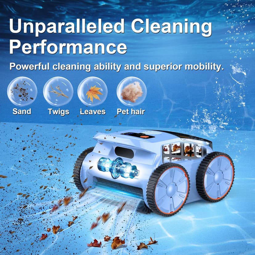 (2025 New) Robotic Pool Vacuum, Robotic Pool Cleaner for Inground Pools, Smart Navigation, Floor/Wall/Waterline Cleaning, 180 Mins Runtime for Pool Up to 2100 Sq.ft