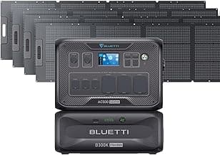 BLUETTI Solar Generator AC500 & B300K Expansion Battery with 4 200W Solar Panels Included (Ships Separately), 2,764.8Wh Portable Power Station w/ 6 5,000W AC Outlets, for Home Use, Blackout, RV