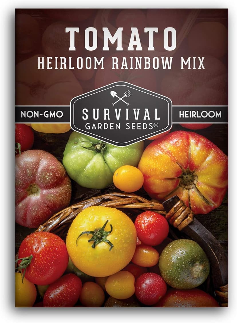 SURVIVAL GARDEN SEEDS Heirloom Rainbow Mix Tomato Seed for Planting - Packet with Instructions to Plant & Grow in Your Home Vegetable Garden - Non-GMO Heirloom Rainbow Tomato Seeds Variety Pack