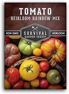 SURVIVAL GARDEN SEEDS Heirloom Rainbow Mix Tomato Seed for Planting - Packet with Instructions to Plant & Grow in Your Home Vegetable Garden - Non-GMO Heirloom Rainbow Tomato Seeds Variety Pack