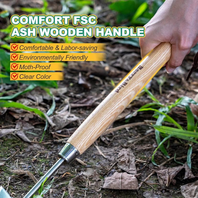 Triangle Hand Hoe, 15.2'' Winged Weeder Garden Hoes with Short Wood Handle, Gardener Stainless Steel Warren Hoe, Garden Weeder Hoe Tool for Quickly Weeding, Edging and Gardening Tools