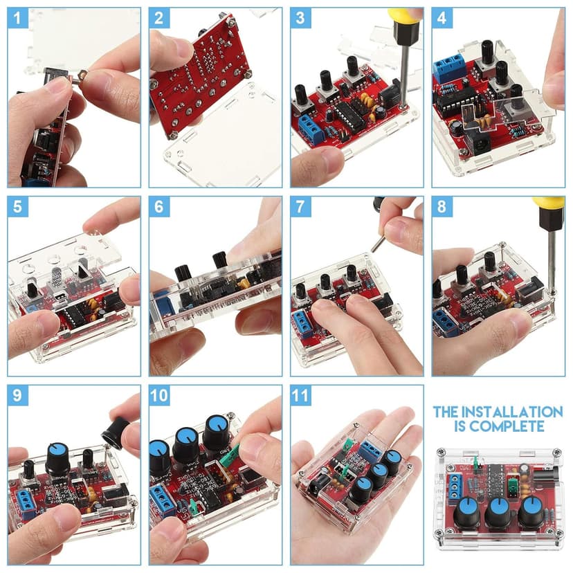 Signal Generator Kit, XR2206 Precise Function Signal Generator Frequency Module DIY Kit Sine Triangle Square Output Adjustable 1Hz-1MHz, 9-12V Direct Current Input(1 Piece)