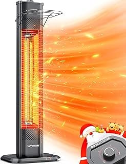 VAGKRI Outdoor Infrared Heater, 1500W 36inch Electric Heater with 3 Heating Levels, Tip-Over & Overheat Protection, IPX5 Waterproof Tower Space Heater for Patio Backyard Garage Restaurant Home