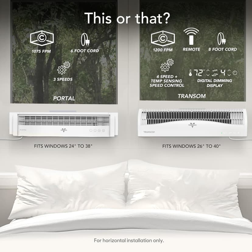 Vornado PORTAL Window Fan with 3 Speeds, Reversible Exhaust Mode, Weather Resistant, For Kitchen, Bedroom, Home