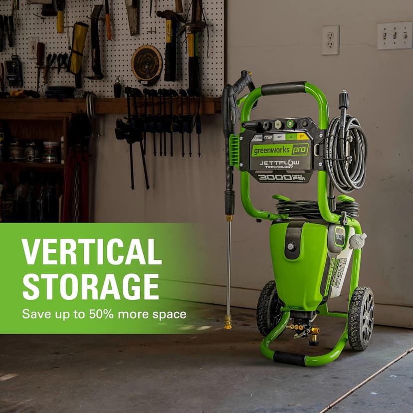 Greenworks Pro Brushless 3000 PSI (CSA Certified) 2.0 GPM Max / 1.1 GPM Electric Pressure Washer (Rugged Steel Frame, 25 FT Hose, 35 FT GFCI Power Cord)