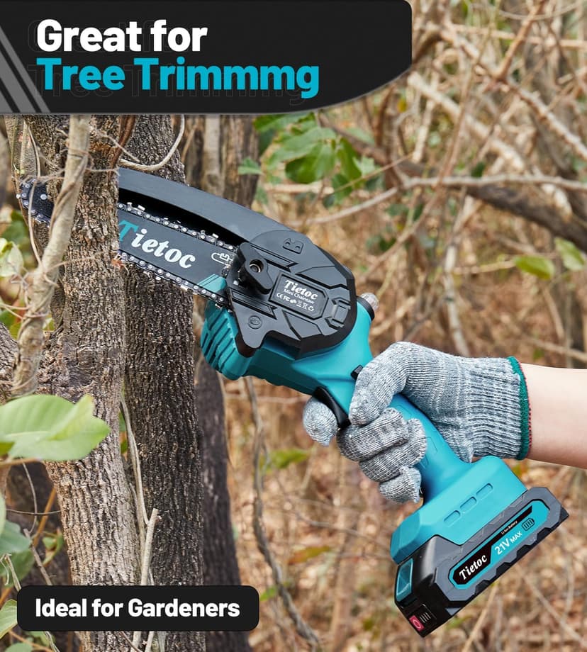 Tietoc Mini Chainsaw 6 Inch Cordless, Portable Electric Chain Saw Small Handheld Battery Powered Super Saws, Tools for Household & Garden, Gifts for Men Dad Husband Fathers Him Her Women Mom 2025
