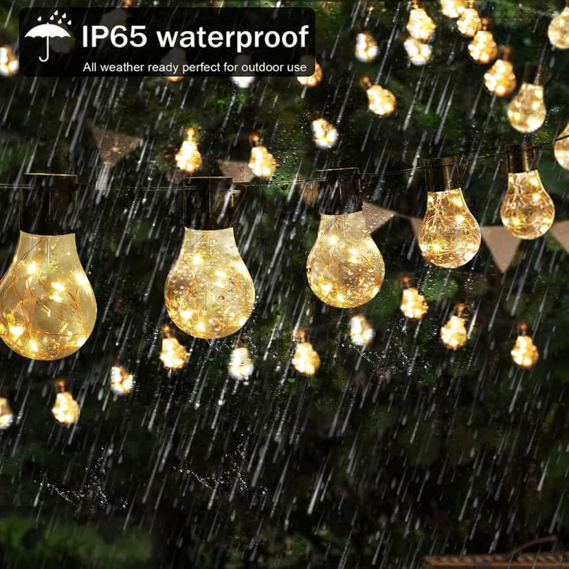 14ft Battery Operated 20 Hanging Bulb 100 LED String Lights, Vintage Commercial Battery Outdoor Lights for Indoor Outdoor Decorations Home, Bedroom, Patio, Balcony, Christmas Party (8 Modes)