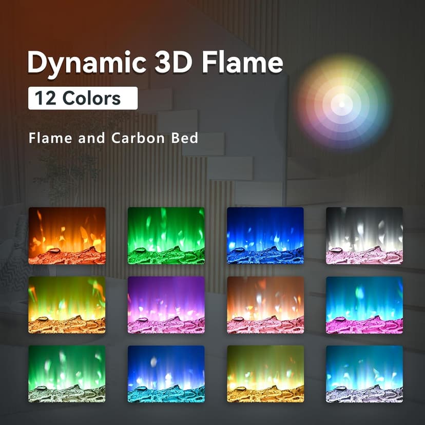 EUHOMY 50 Inch Electric Fireplace Wall Recessed and Wall Mounted with Adjustable Flame Color, Fireplace Heater with Remote Control, Linear Fireplace with Timer, Touch Screen, Log & Crystal, 750/1500W