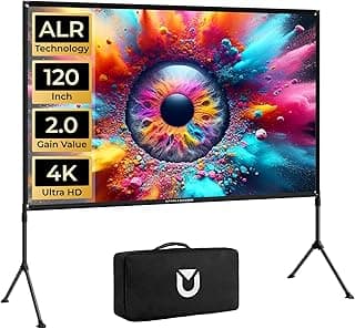ULTIMEA E-ALR Projector Screen with Stand, 2.0 Gain Value Outdoor Projector Screen, 120 inch Portable Projection Screen, 80% ALR Screen, 4K Full HD Movie Screen for Home Theater, Photon 120 with Stand