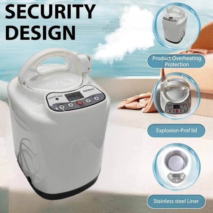 3L Sauna Steamer, Fcc Certified 3L & 1000W Steam Generator, Sauna Steamer Machine with Remote Control, Portable Sauna Steamer with Sturdy Lid and Explosion-Proof Interior, Black