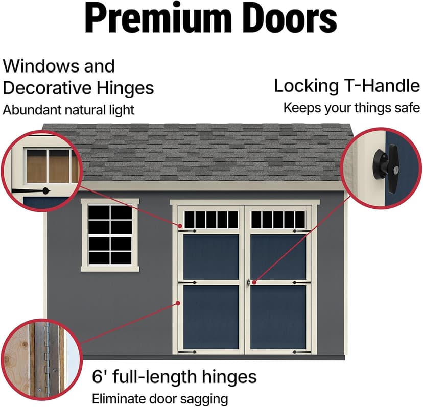 Handy Home Products Beachwood 10x12 Do-it-Yourself Wooden Storage Shed with Floor Kit- Does not Include Paint or Roofing Shingles